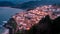 View of the city of Lastres at sunset, Asturias.Spain