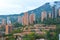 View of the city of medellin in south america. residential houses in the woods in the country of colombia