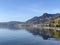 View of the city of Montreux Muchtern on the shores of Lake Geneva and at the foot of the Vaud Alps mountain massif, Switzerland