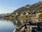 View of the city of Montreux Muchtern on the shores of Lake Geneva and at the foot of the Vaud Alps mountain massif, Switzerland