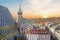 View of the city from the observation deck of St. Stephen`s Cathedral in Vienna, Austria