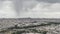 View of the city of Paris, France from top of Eiffel Tower on a cloudy day