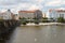 View of the city of Prague. Palacky Bridge and the Embankment