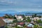 View of the city of Puerto Varas and Llanquihue lake and Osorno volcano (Chile)