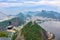 View of city Rio de Janeiro with Favelas in the hills with misty