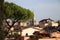 view of the city of Rome in Italy with rooftops and Roman architectures view