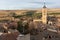 View of the city of Segovia from the Cathedral where you can see the tower of the Romanesque church of San Esteban Spain