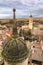 View of the city of Segovia from the Cathedral where you can see the tower of the Romanesque church of San Esteban and a Tower of