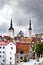 View of the city and spikes Catholic and orthodox cathedrals. Tallinn, Estonia