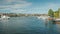 View of The City of Stockholm, an old barge in the foreground