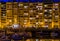 View on the city street and apartment buildings from the harbor, Blankenberge, Belgium, city architecture of a popular Belgian