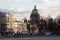 View of the city street and St. Isaac`s Cathedral