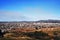 VIEW OF THE CITY OF TANDIL IN A VALLEY WITH LOW MOUNTAINS WITH BUILDINGS IN PROVINCE OF BUENOS AIRES ARGENTINA-OCT 2018
