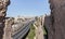 View from the city wall to Khativat Yerushalayim street passing near Jaffa Gate and the fortress walls city walls in old city of J