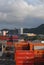 View of the City of White over the yard of shipping containers