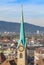 View of the city of Zurich from the tower of the Grossmunster ca