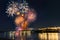 View on cityscape and colorful fireworks in Belgrade