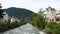 View cityscape and landscape with Classical building and Passer river at Meran