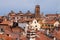 A view of classic older style rooftops across the Venice skyline