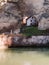 View of the Cliff with a hole and the Sarine river in Fribourg, Switzerland