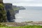 View on Cliff of Moher, county Clare, Ireland. Epic landscape with magnificent scenery. Irish landmark and popular tourist