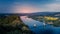 View from the cliff of the Robinet bridge over the RhÃ´ne at Donzere