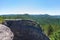 View from the cliff to the taiga. Stolby Reserve, Siberia, Krasnoyarsk