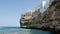 View of cliff and town of Polignano a Mare, Italy