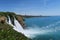 View from the Cliffs of Antalya at the Ocean and Duden Waterfall