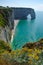 View of the cliffs of Etretat in Normandy in summer