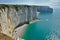 View of the cliffs of Etretat in Normandy in summer