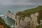 View of cliffs near etretat town of france