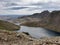 View from cliffside overlooking Snowdonia National Park hills