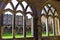 View of and through the cloisters, inside Durham Cathedral grounds.