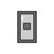 View closed entrance doors on code color line icon. Isolated vector element