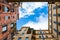 View of cloudy sky from pation of house in Rome