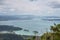 View of cloudy sky, sea and mountain seen from Cable Car, Langkawi, Malaysia