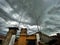 View of the cloudy sky before the storm, from the rooftops of Venice