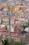 view of the cluster of buildings in Naples through the top of Castel Sant'Elmo, Italy.