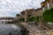 View of the coast and the remains of the fortress wall of Sozopol