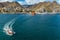 A view of the coast of Santa Cruz, Tenerife and local pilot boat