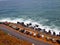 View of the coast, the sea and parking near the old fortress Fortezza in the Greek city of Rethymnon. Crete.