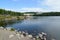 View of the coast of the Semenovsky lake. Murmansk