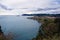 View of the coast of the village of Bermeo on a cloudy day, in the Basque Country