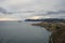 View of the coast of the village of Bermeo on a cloudy day, in the Basque Country