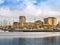 View of the coastal city of Cherbourg-Octeville harbor, France