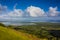 View of the coastline of the Atlantic Ocean on the island of Haiti. Green coastline turns into ocean