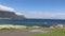 View of the coastline and famous Table Mountain in Cape Town, South Africa