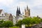 View of Cologne with Cathedral and St. Martin tower church, Cologne, Germany.