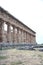 View of the colonnade and lateral entablature of the temple of Neptune, excavations of Paestum, Cilento, Campania, Italy